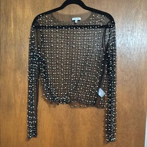 Pearl Sequin Sheer Long Sleeve